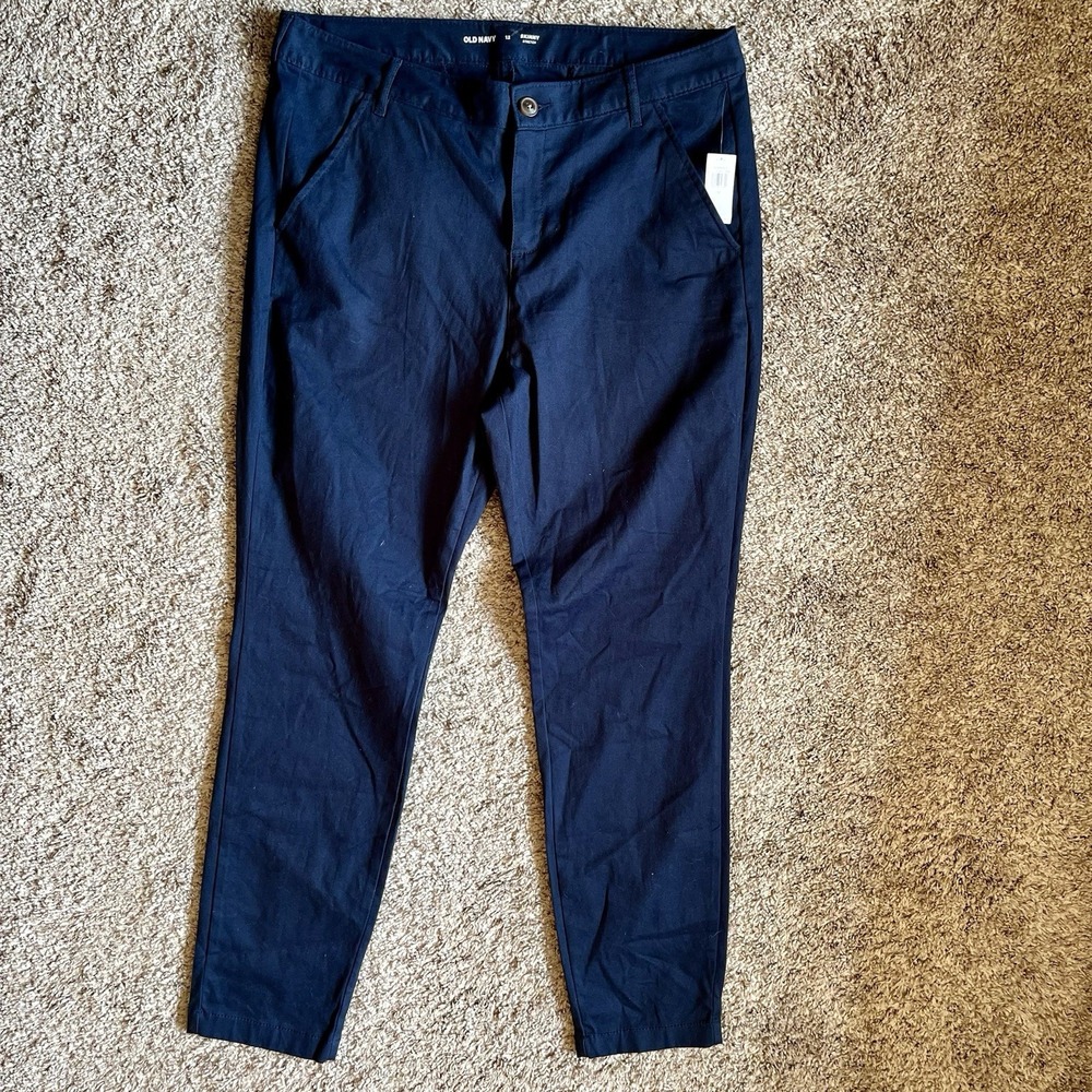 NWT Old Navy Pants Women's 12 Blue Slacks Adjustable Waist 36x29 Business Casual
